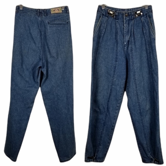 Jag Jeans Vtg High Waisted Denim Relaxed Cotton Pleated Tapered Leg Metal Clip - Picture 1 of 16